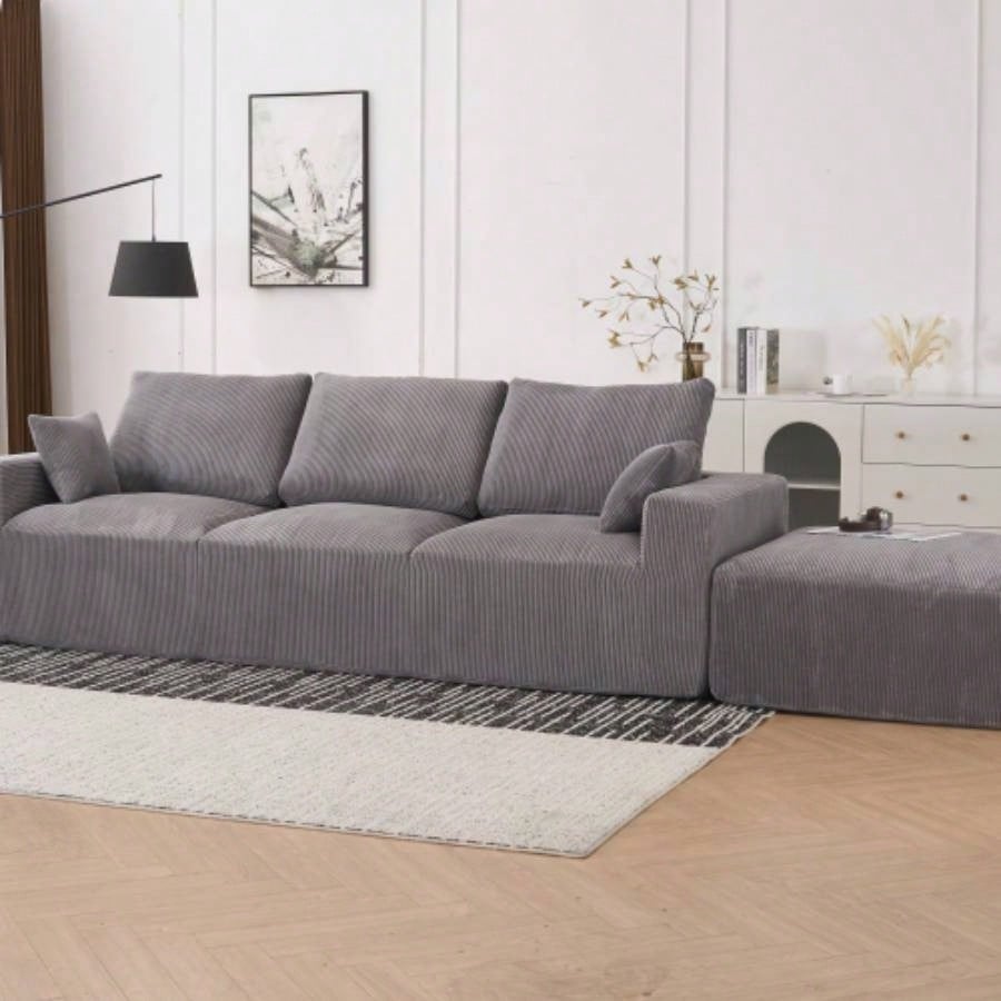 123*55 Modern U - shaped Sofa with Console, Cupholders and USB Ports, 6 - Upholstered Symmetrical Indoor Furniture, Sleeper Couch Set with Chaise Living Room, Apartment, 2 Colors