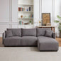 106 Multi - Module Combination Style Sofa Living Room, Bedroom and Other Lounge Spaces, Modern Minimalist Corduroy Combination Sofa with 2 Comfort Cushions with USB C Charging Ports Gray