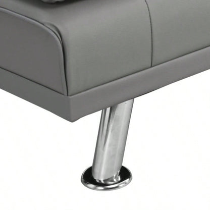 Sofa Bed with Armrest two holders WOOD FRAME, STAINLESS LEG, FUTON PVC