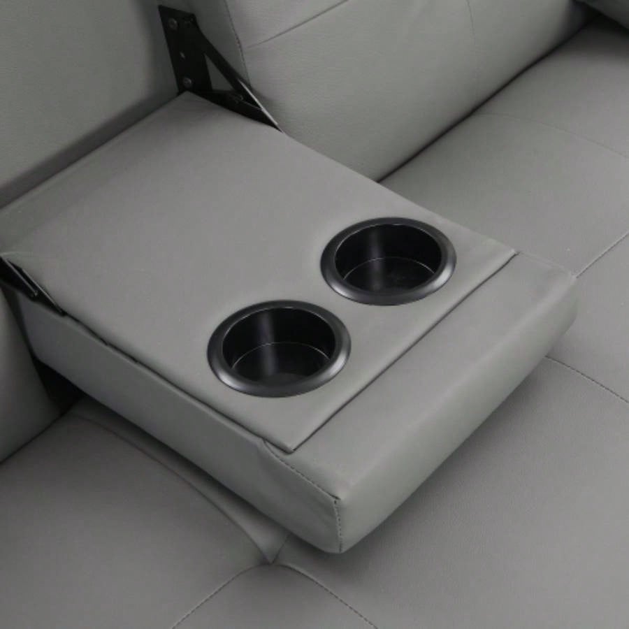 Sofa Bed with Armrest two holders WOOD FRAME, STAINLESS LEG, FUTON PVC
