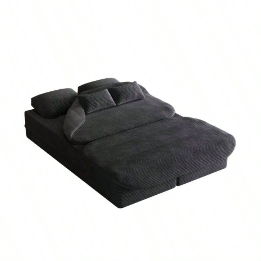 752 - in - 1 Foldable Sofa, Convertible Sleeper Foam Sofa Bed with Multi Functional Blanket, Corduroy Floor folding sofa bed, Floor Sofa Lounge Sofa Living Room Bedroom Lounge Studio