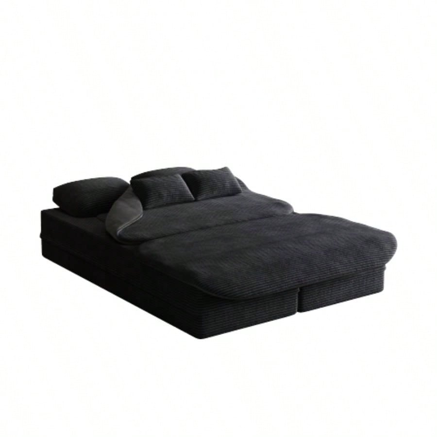 752 - in - 1 Foldable Sofa, Convertible Sleeper Foam Sofa Bed with Multi Functional Blanket, Corduroy Floor folding sofa bed, Floor Sofa Lounge Sofa Living Room Bedroom Lounge Studio