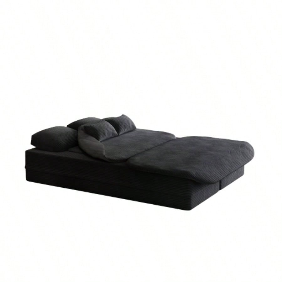 752 - in - 1 Foldable Sofa, Convertible Sleeper Foam Sofa Bed with Multi Functional Blanket, Corduroy Floor folding sofa bed, Floor Sofa Lounge Sofa Living Room Bedroom Lounge Studio