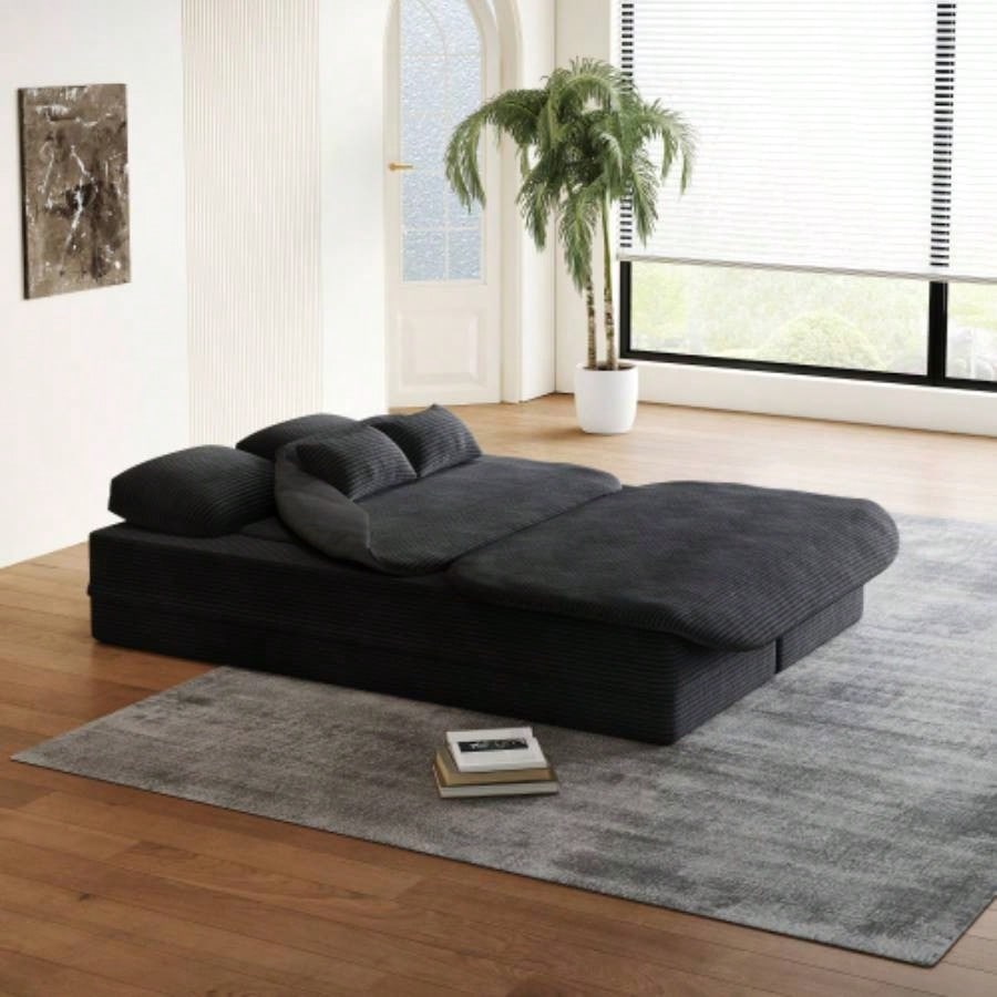 752 - in - 1 Foldable Sofa, Convertible Sleeper Foam Sofa Bed with Multi Functional Blanket, Corduroy Floor folding sofa bed, Floor Sofa Lounge Sofa Living Room Bedroom Lounge Studio