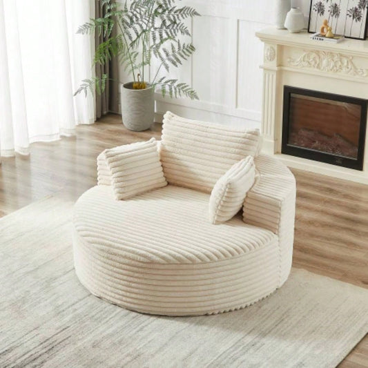 55L Corduroy Sponge single sofa, No Assembly Required, Fluffy Modern Sleeper Chair Living room, Bedroom, Lounge and Projection RoomNot a swivel chair.
