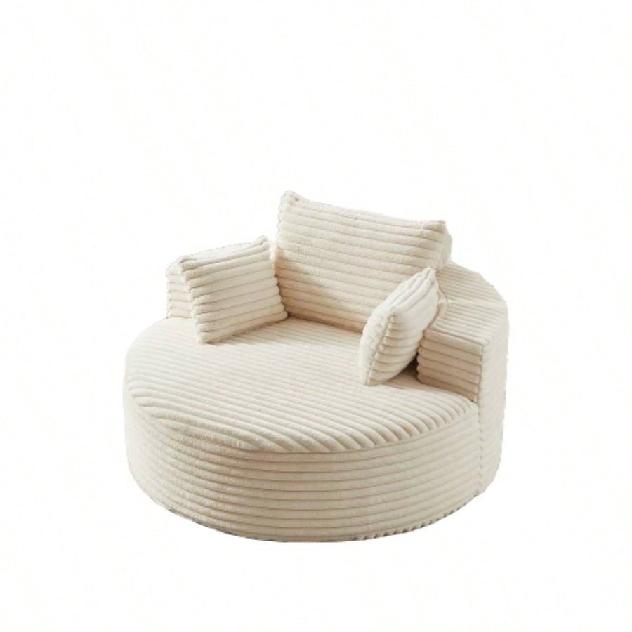 55L Corduroy Sponge single sofa, No Assembly Required, Fluffy Modern Sleeper Chair Living room, Bedroom, Lounge and Projection RoomNot a swivel chair.