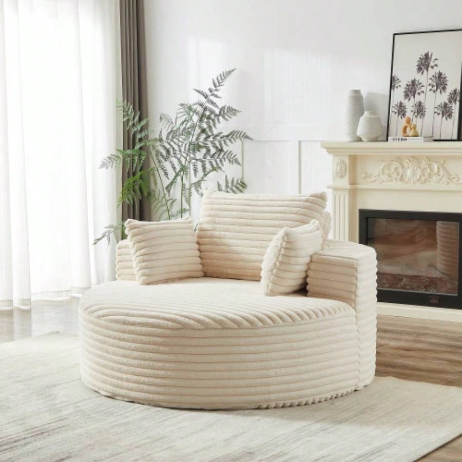 55L Corduroy Sponge single sofa, No Assembly Required, Fluffy Modern Sleeper Chair Living room, Bedroom, Lounge and Projection RoomNot a swivel chair.