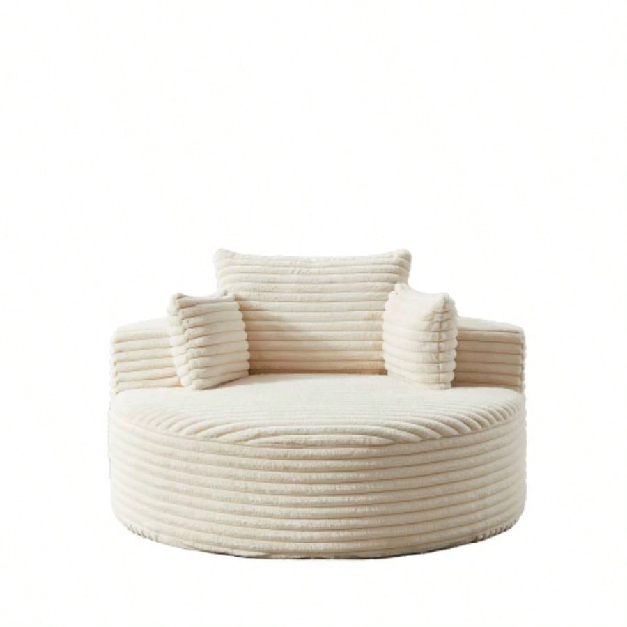 55L Corduroy Sponge single sofa, No Assembly Required, Fluffy Modern Sleeper Chair Living room, Bedroom, Lounge and Projection RoomNot a swivel chair.