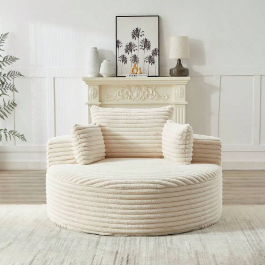 55L Corduroy Sponge single sofa, No Assembly Required, Fluffy Modern Sleeper Chair Living room, Bedroom, Lounge and Projection RoomNot a swivel chair.