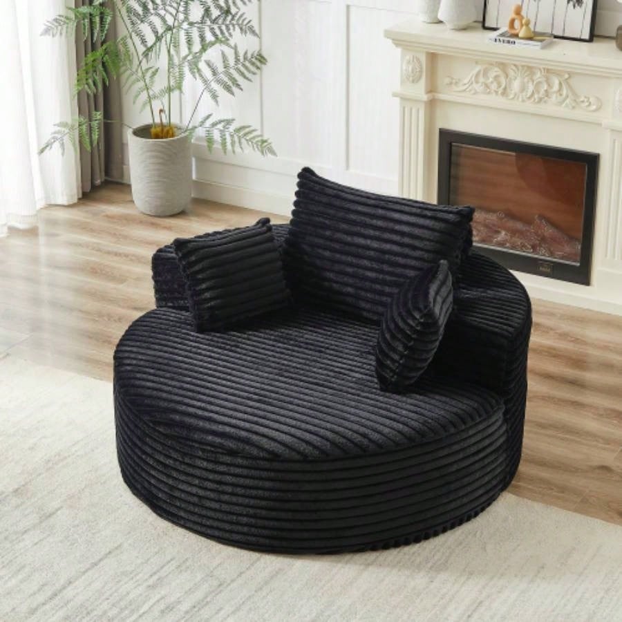 55L Corduroy Sponge single sofa, No Assembly Required, Fluffy Modern Sleeper Chair Living room, Bedroom, Lounge and Projection RoomNot a swivel chair.
