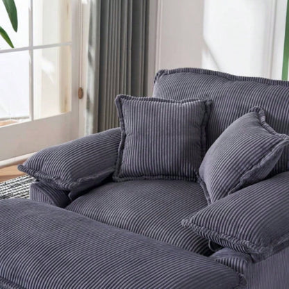 56.3 Inch Corduroy single sofa With 2 toss pillows and a ottoman, Comfy Sofa - Deep Couch Living Room