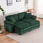 Corduroy 2 - seats sofa With 2 back pillows, 2 toss pillows and two ottoman, Comfy Sofa - Deep Couch Living Room, White