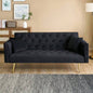 71 - inch foldable double sofa, with American retro style, made of black velvet material, suitable small living rooms, bedrooms and offices.