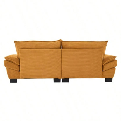 Corduroy Sofa Sleeper Couch Loveseat Sofa with Pillows Comfy Upholstered Deep Sofa Bedroom, Living Room, Apartment, Office, Dorm - Yellow Corduroy