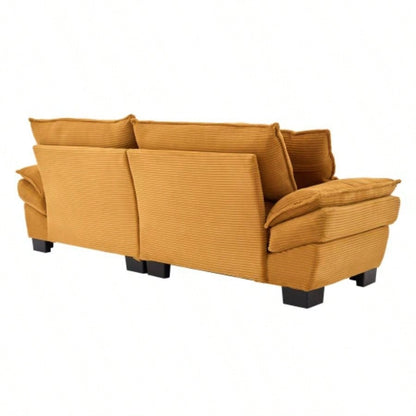 Corduroy Sofa Sleeper Couch Loveseat Sofa with Pillows Comfy Upholstered Deep Sofa Bedroom, Living Room, Apartment, Office, Dorm - Yellow Corduroy