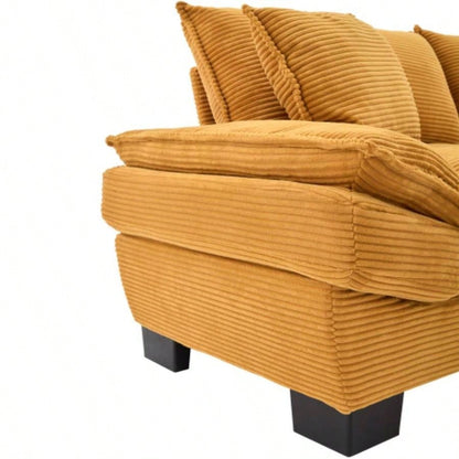 Corduroy Sofa Sleeper Couch Loveseat Sofa with Pillows Comfy Upholstered Deep Sofa Bedroom, Living Room, Apartment, Office, Dorm - Yellow Corduroy