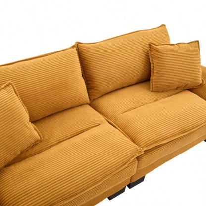 Corduroy Sofa Sleeper Couch Loveseat Sofa with Pillows Comfy Upholstered Deep Sofa Bedroom, Living Room, Apartment, Office, Dorm - Yellow Corduroy