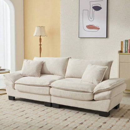 Corduroy Sofa Sleeper Couch Loveseat Sofa with Pillows Comfy Upholstered Deep Sofa Bedroom, Living Room, Apartment, Office, Dorm - Yellow Corduroy