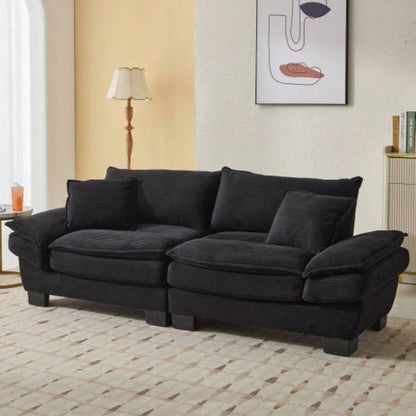 Corduroy Sofa Sleeper Couch Loveseat Sofa with Pillows Comfy Upholstered Deep Sofa Bedroom, Living Room, Apartment, Office, Dorm - Yellow Corduroy