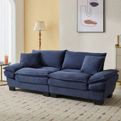 Corduroy Sofa Sleeper Couch Loveseat Sofa with Pillows Comfy Upholstered Deep Sofa Bedroom, Living Room, Apartment, Office, Dorm - Yellow Corduroy
