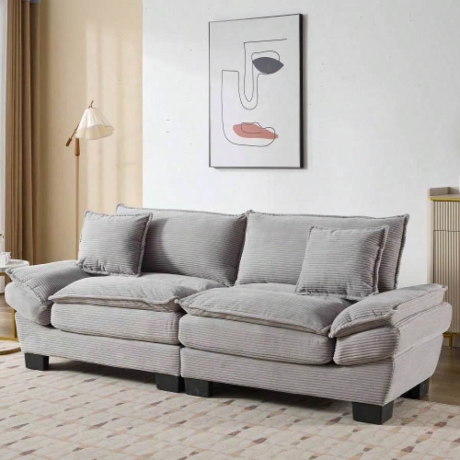 Corduroy Sofa Sleeper Couch Loveseat Sofa with Pillows Comfy Upholstered Deep Sofa Bedroom, Living Room, Apartment, Office, Dorm - Yellow Corduroy
