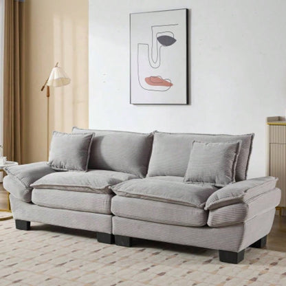 Corduroy Sofa Sleeper Couch Loveseat Sofa with Pillows Comfy Upholstered Deep Sofa Bedroom, Living Room, Apartment, Office, Dorm - Yellow Corduroy