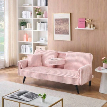Minimalist style, straight - line corduroy sofa suitable sitting and lying in living room and bedroom