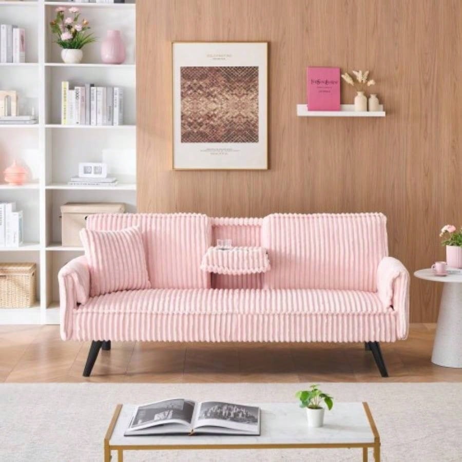 Minimalist style, straight - line corduroy sofa suitable sitting and lying in living room and bedroom
