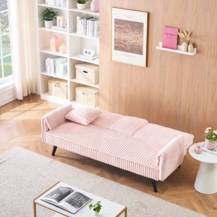 Minimalist style, straight - line corduroy sofa suitable sitting and lying in living room and bedroom