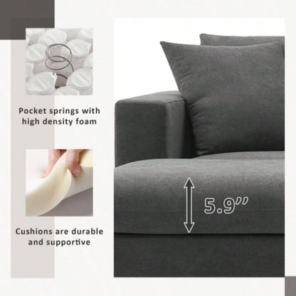 VIDEO provided New. 4*64.6 Modern Sectional Sofa, L - shaped Couch Set with 2 pillows, 4 - Polyester Fabric Couch Set with Convertible Ottoman Living Room, Apartment, Office, 4 Colors