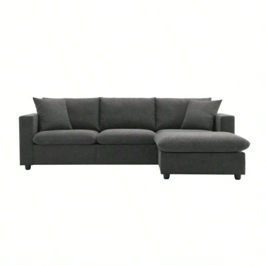 VIDEO provided New. 4*64.6 Modern Sectional Sofa, L - shaped Couch Set with 2 pillows, 4 - Polyester Fabric Couch Set with Convertible Ottoman Living Room, Apartment, Office, 4 Colors