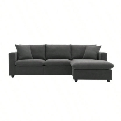VIDEO provided New. 4*64.6 Modern Sectional Sofa, L - shaped Couch Set with 2 pillows, 4 - Polyester Fabric Couch Set with Convertible Ottoman Living Room, Apartment, Office, 4 Colors