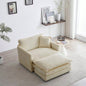Modern Accent Chair with Ottoman, Living Room Club Chair Chenille Upholstered Armchair, Reading Chair Bedroom, Beige Chenille