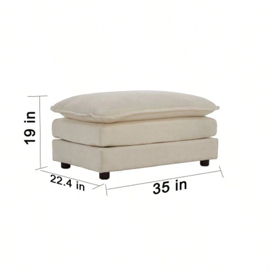 Comfort U Shaped Couch with Reversible Chaise, Modular Large U - Shape Sectional Sofa, Double Ottomans, Beige Chenille