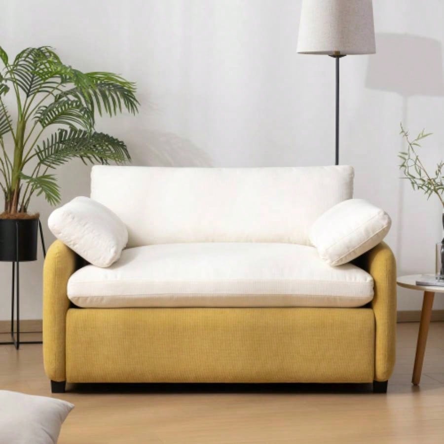 Video50*43 Oversized Chenille Single Sofa Chair, Wide and Deep Accent Chair, Modern Upholstered Comfy Armchair, Color Blocking Couch Lounge with Pillows Living Room, Apartment, Bedroom, Colors