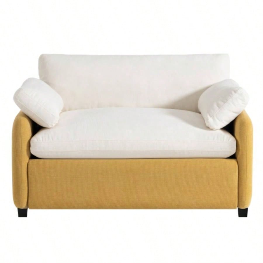 Video50*43 Oversized Chenille Single Sofa Chair, Wide and Deep Accent Chair, Modern Upholstered Comfy Armchair, Color Blocking Couch Lounge with Pillows Living Room, Apartment, Bedroom, Colors