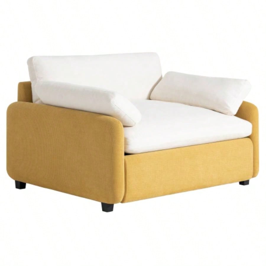 Video50*43 Oversized Chenille Single Sofa Chair, Wide and Deep Accent Chair, Modern Upholstered Comfy Armchair, Color Blocking Couch Lounge with Pillows Living Room, Apartment, Bedroom, Colors