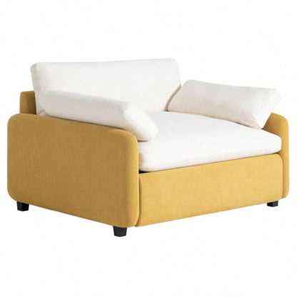 Video50*43 Oversized Chenille Single Sofa Chair, Wide and Deep Accent Chair, Modern Upholstered Comfy Armchair, Color Blocking Couch Lounge with Pillows Living Room, Apartment, Bedroom, Colors