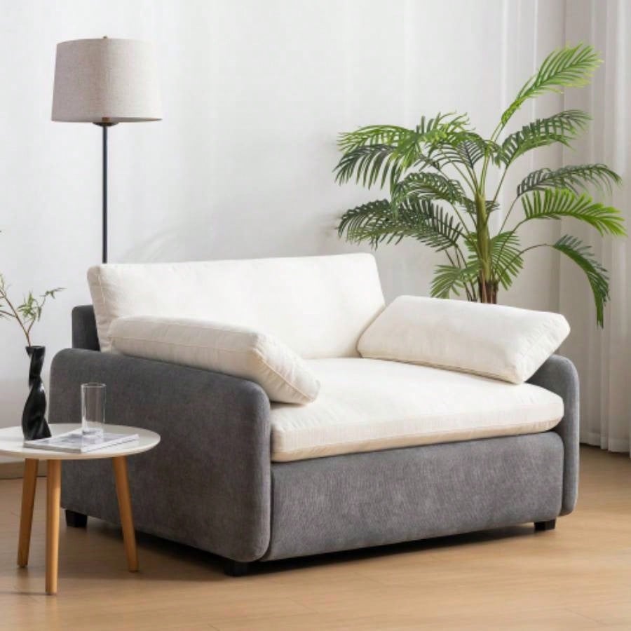 Video50*43 Oversized Chenille Single Sofa Chair, Wide and Deep Accent Chair, Modern Upholstered Comfy Armchair, Color Blocking Couch Lounge with Pillows Living Room, Apartment, Bedroom, Colors