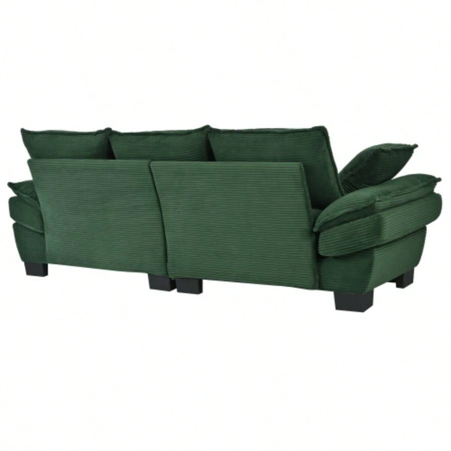 U - Style 85.4 Modern Curved Sofa, Back Upholstered Couch with 2 Decorative Throw Pillows, Corduroy Fabric Couch Living Room, Bedroom, Apartment