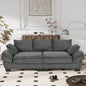 U - Style 85.4 Modern Curved Sofa, Back Upholstered Couch with 2 Decorative Throw Pillows, Corduroy Fabric Couch Living Room, Bedroom, Apartment