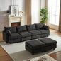 113.5 Modular Sectiona Corduroy Sofa, Sectional Couches Living Room U Shaped Sectional Couch with Storage Ottoman, 6 Seats Convertible Sectionals with Chaise