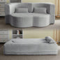 Modern Floor Sofa with 2 Pillows, Convertible Teddy Fabric Foam - Filled Sleeper Sofa Bed, 15 Full Size Folding Mattress Living Room, Guest Bed, Playroom, no assembly required, PinkOld Sku: W1885P230384
