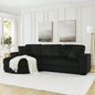 Corduroy Tufted Upholstered Sleeper Sectional Sofa, L - Shaped Modular Convertible Sofa, - shaped footstool can be placed freely on left and right - Beige