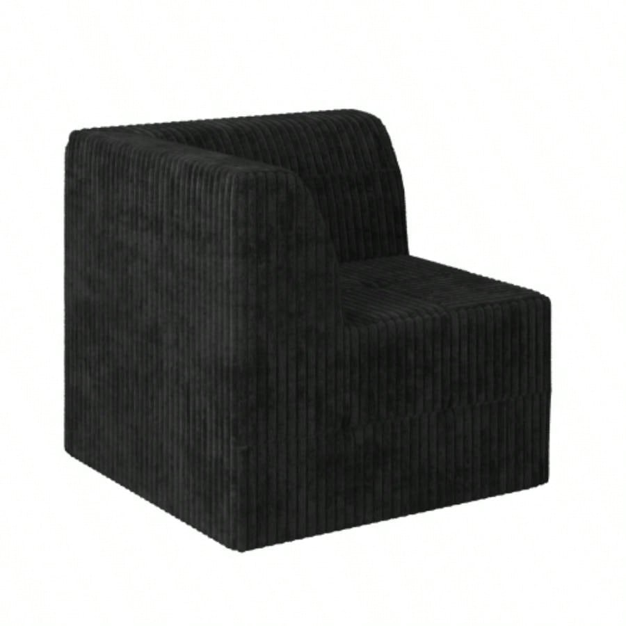 L shape Modular Sectional Sofa, Compressed Sectional Sofa Modern Minimalist Style Corduroy Couch, Sleeper Sofa Living Room, Bedroom, Comfy Compressed Sofa Couch Space - Efficient Design - black
