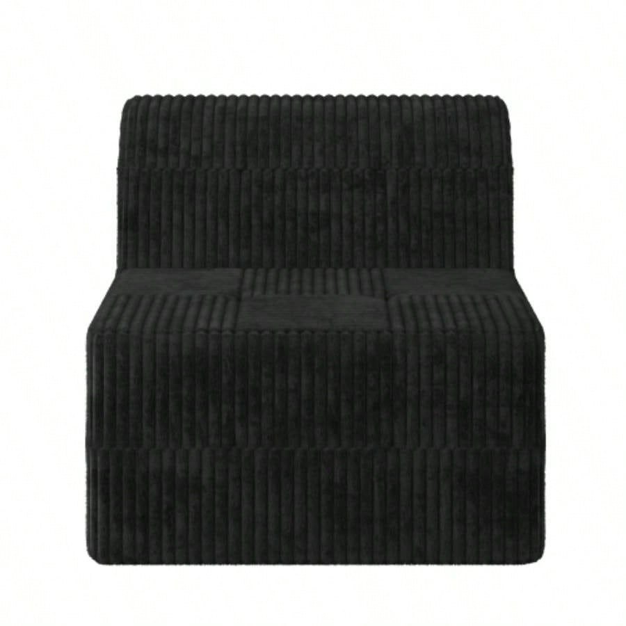 L shape Modular Sectional Sofa, Compressed Sectional Sofa Modern Minimalist Style Corduroy Couch, Sleeper Sofa Living Room, Bedroom, Comfy Compressed Sofa Couch Space - Efficient Design - black