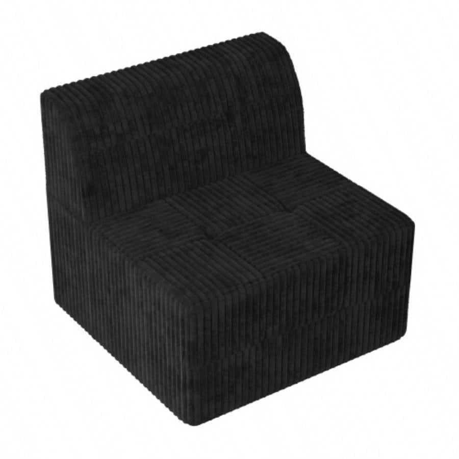 L shape Modular Sectional Sofa, Compressed Sectional Sofa Modern Minimalist Style Corduroy Couch, Sleeper Sofa Living Room, Bedroom, Comfy Compressed Sofa Couch Space - Efficient Design - black