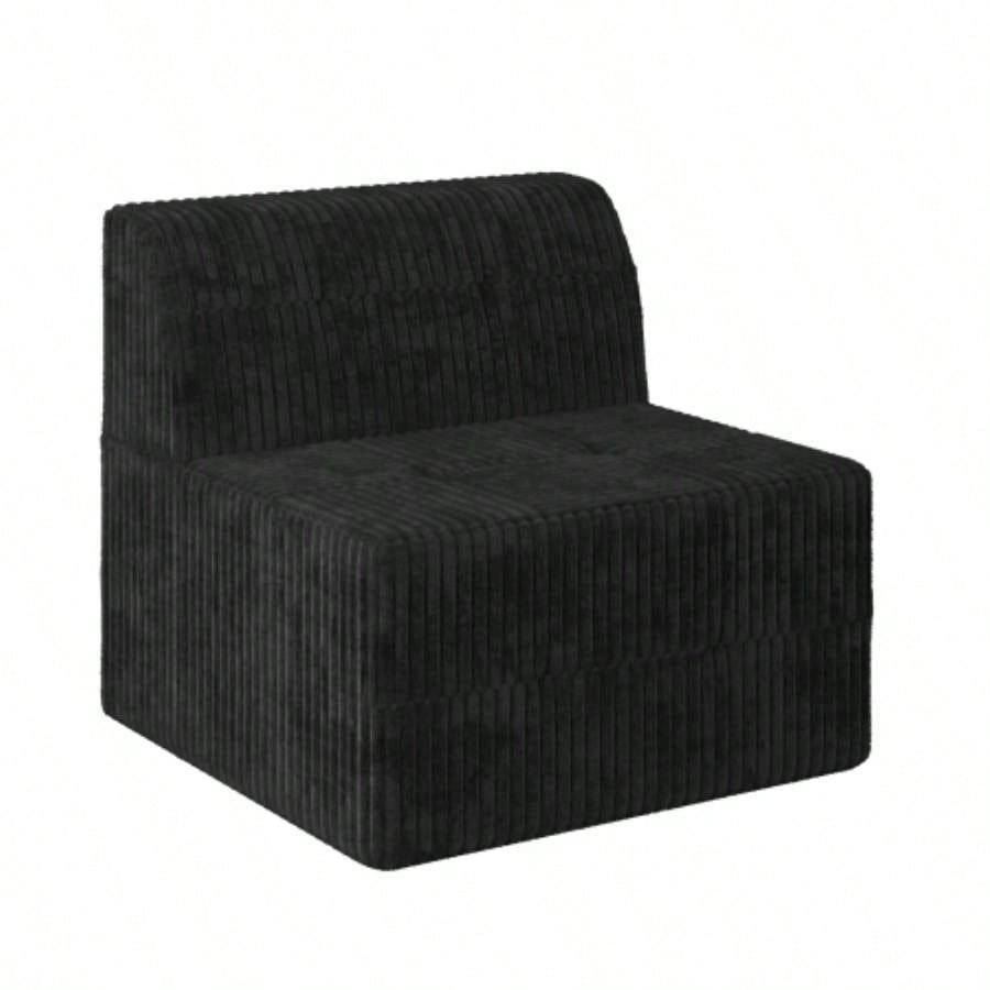 L shape Modular Sectional Sofa, Compressed Sectional Sofa Modern Minimalist Style Corduroy Couch, Sleeper Sofa Living Room, Bedroom, Comfy Compressed Sofa Couch Space - Efficient Design - black