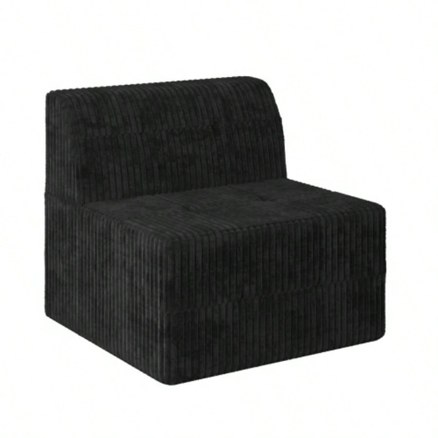 L shape Modular Sectional Sofa, Compressed Sectional Sofa Modern Minimalist Style Corduroy Couch, Sleeper Sofa Living Room, Bedroom, Comfy Compressed Sofa Couch Space - Efficient Design - black