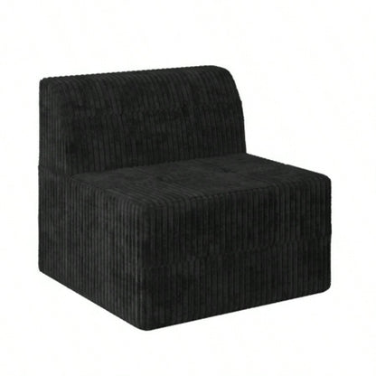 L shape Modular Sectional Sofa, Compressed Sectional Sofa Modern Minimalist Style Corduroy Couch, Sleeper Sofa Living Room, Bedroom, Comfy Compressed Sofa Couch Space - Efficient Design - black